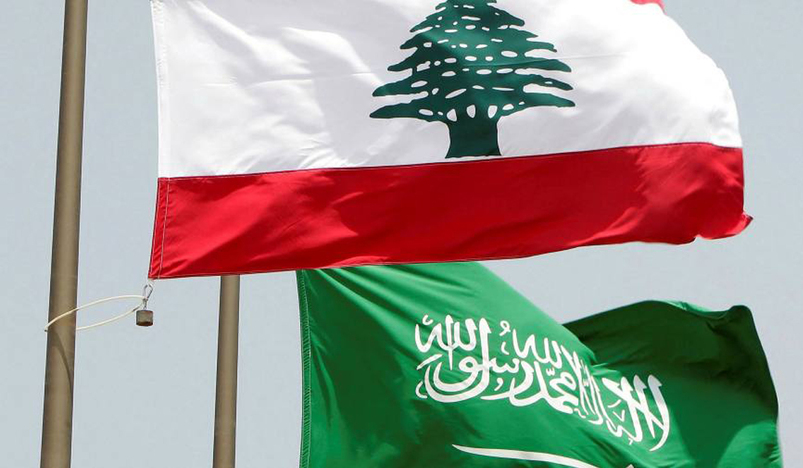 Saudi Arabia and Lebanon Flags 